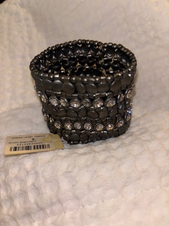 Arden B Accessories - Arden B. Rhinestone Embellished Stretch Bracelet - Gunmetal